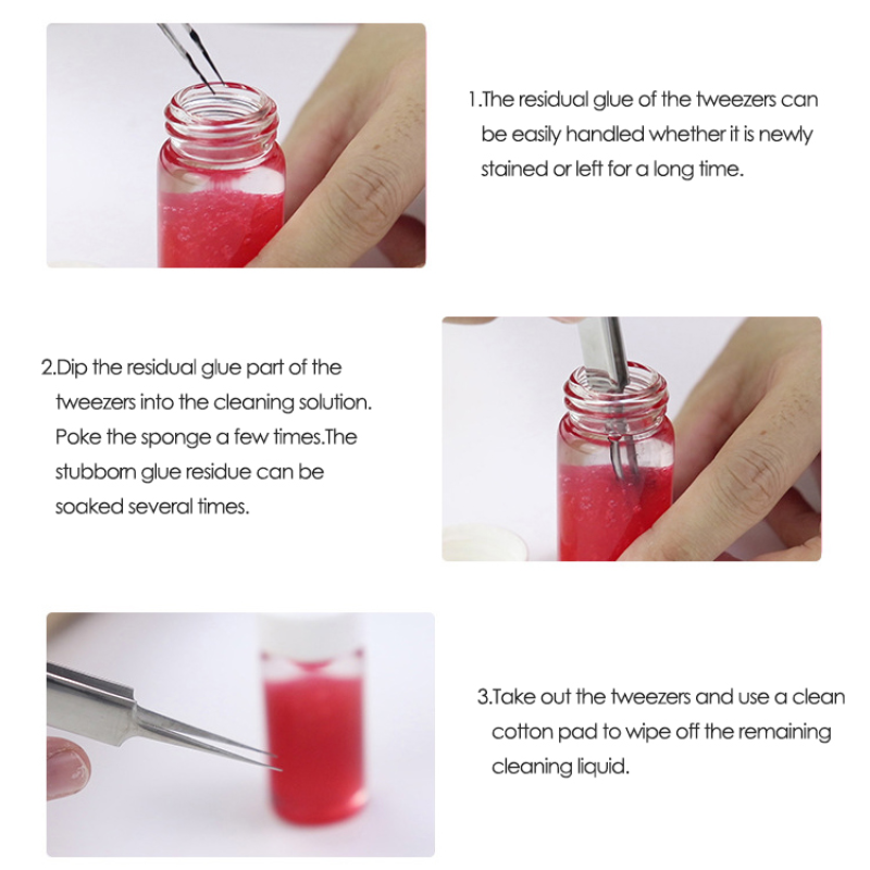 Eyelash Extension Tweezers Cleaner Tweezers Cleaning Tool with Liquid Glue Remover Sponge Ball for Lash Tweezers Cleaner
