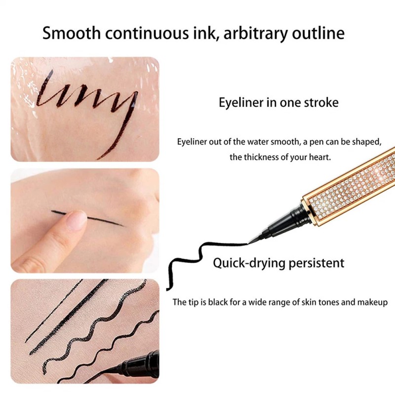 Magnetic Eyeliner Set logo Gold and Brown Mini Liquid Waterproof Lashglue Pen Eyeliner with Eyeliner Glue Pen