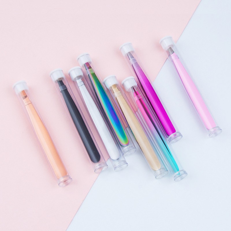 Personalised Eyebrow Tweezer 2pcs Glitter Tweezers Eyebrow Set Slant Eyebrow Tweezers Black