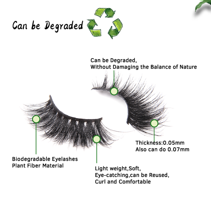 100% Environmental Friendly Degradable Eyelashes,Wind Resistant, Dermatologist Tested Fake Lashes Eco Friendly Durable