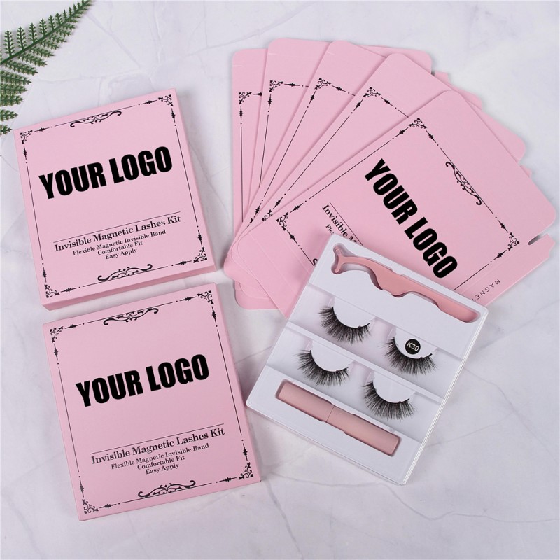 2024 Invisible Full Magnetic Eyelashes Kit Hand Made Eyelashes Magnetic Invisible Eyelash Box with Window Magnet