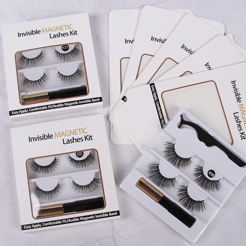 2024 Invisible Full Magnetic Eyelashes Kit Hand Made Eyelashes Magnetic Invisible Eyelash Box with Window Magnet