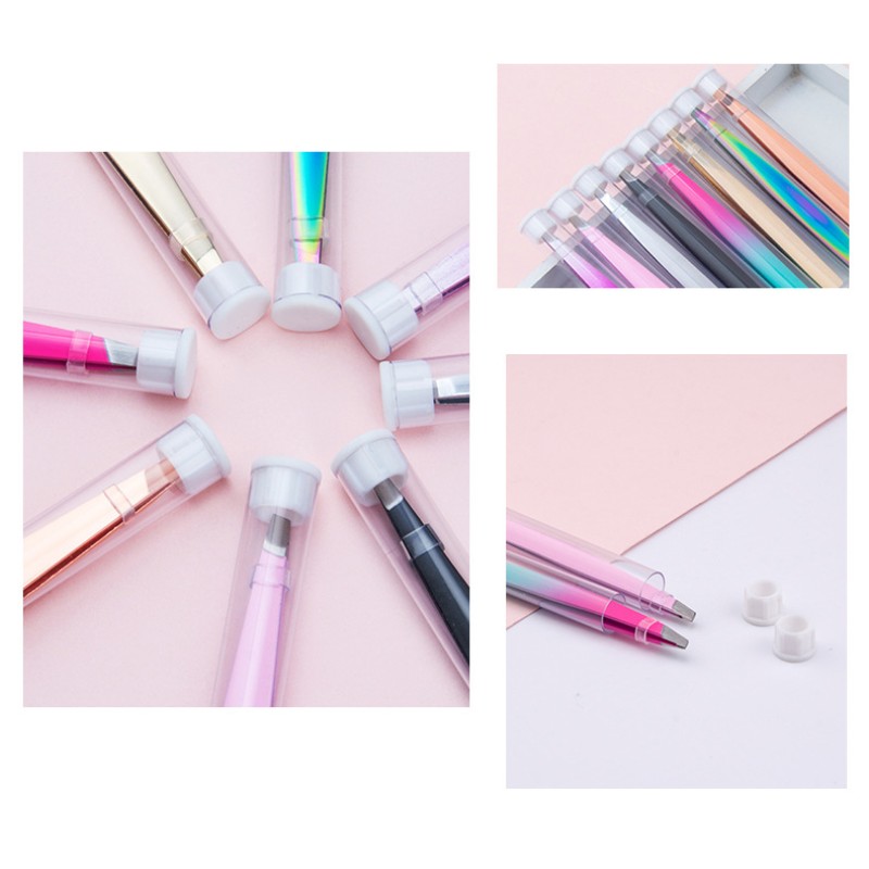 Personalised Eyebrow Tweezer 2pcs Glitter Tweezers Eyebrow Set Slant Eyebrow Tweezers Black