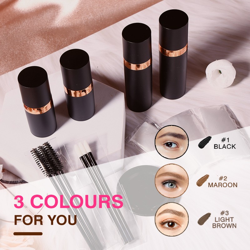 Light Brown Black Color Tint Semi Permanent Eyebrow Stain Hybrid Dye Kit With Custom Logo Package