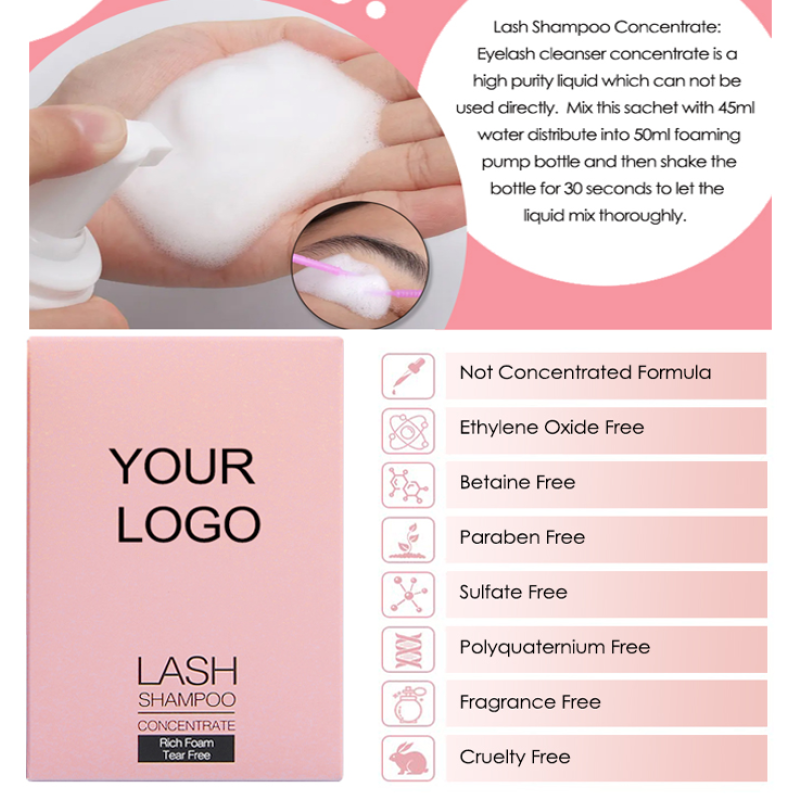 Private Label Eye Make-up Lash Wash Eyelash Extension Cleanser Foam Lash Shampoo for Lash Extensions