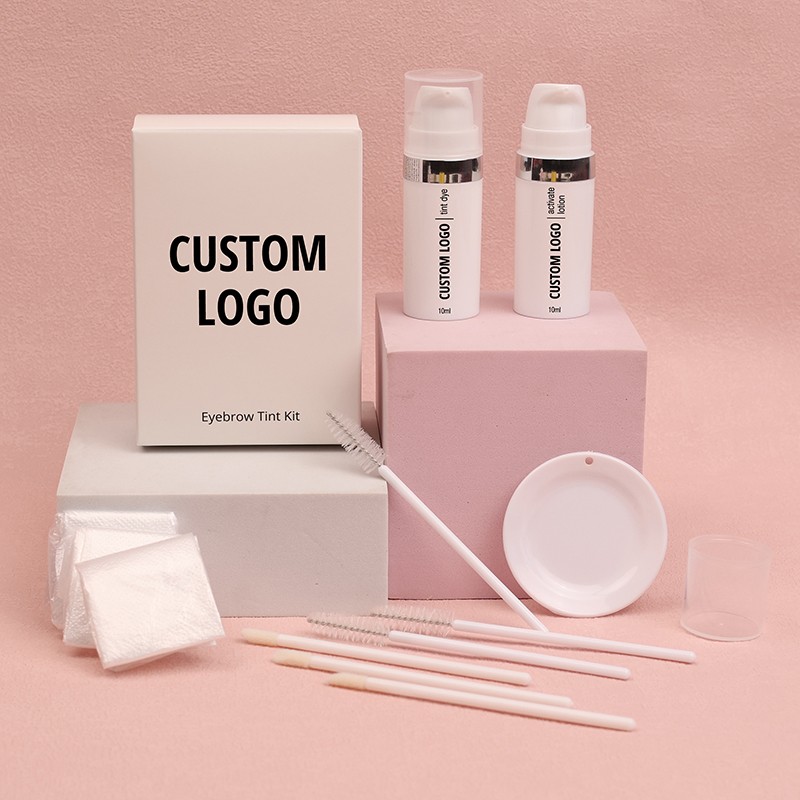 Light Brown Black Color Tint Semi Permanent Eyebrow Stain Hybrid Dye Kit With Custom Logo Package