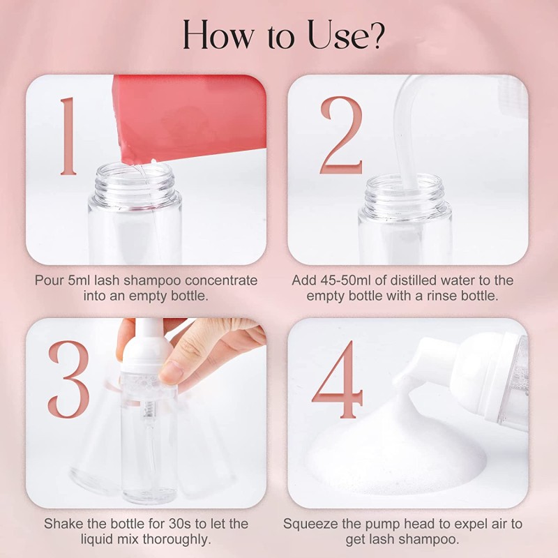 Lash Shampoo Concentrate Rose Eyelash Extension Shampoo Pack Natural Foaming Cleanser Bottled Cleansing