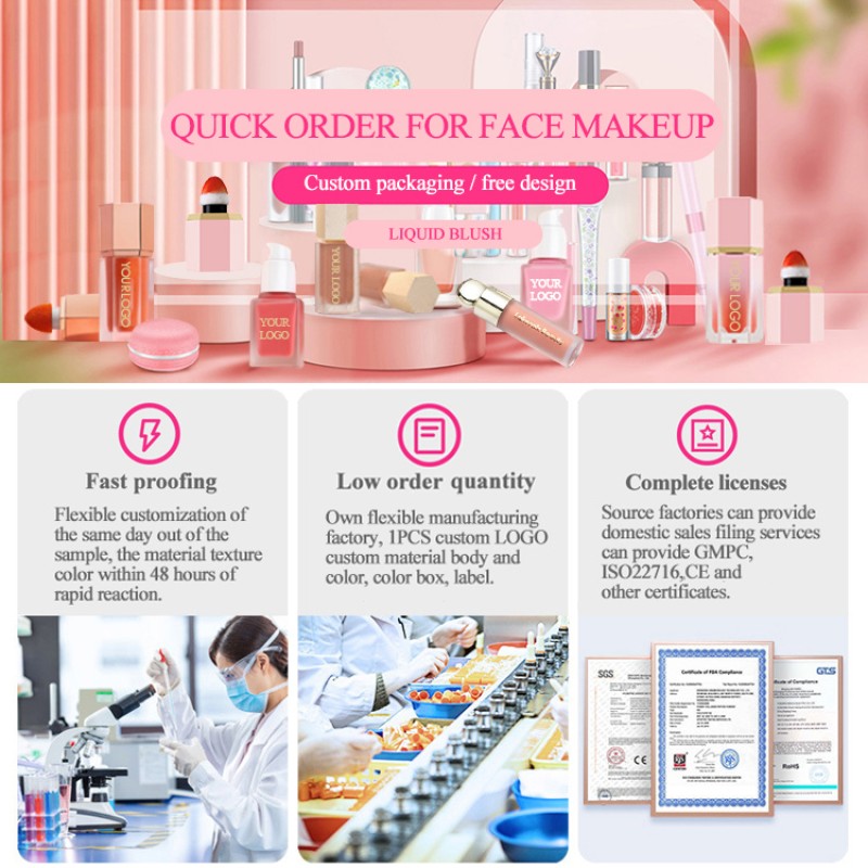 Wholesale Women Cruelty Free Waterproof High Pigment Liquid Blush Vegan Blush