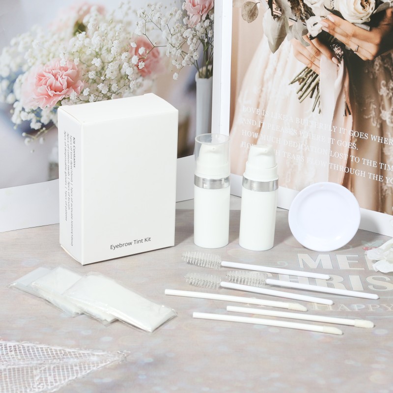 Wholesale Custom Logo Eyebrow Tint Kit Private Label Long Lasting Waterproof Vegan Makeup with Stamp and Stencil