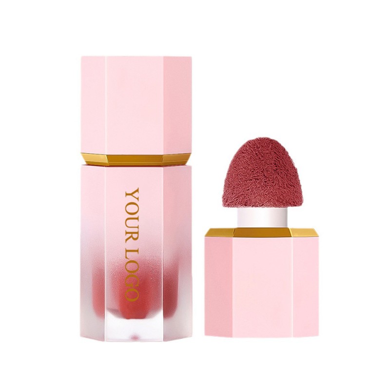 2024 New High Pigment Makeup Shimmer Lip Tint Gloss Blush Private Label Liquid Blusher in 6 Silky Cheek Colors for Face