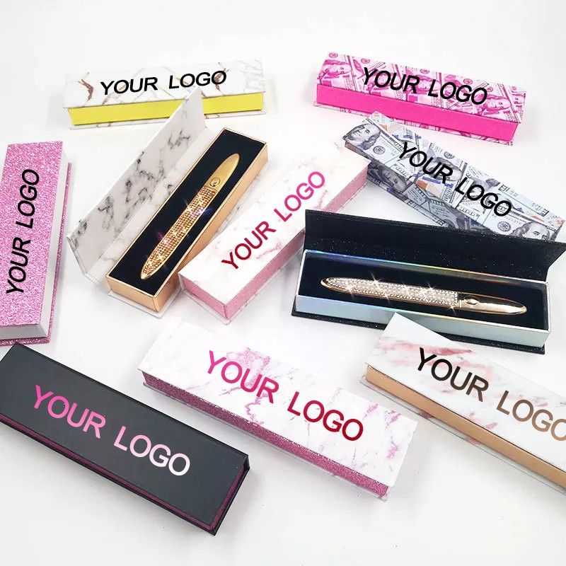 Magnetic Eyeliner Set logo Gold and Brown Mini Liquid Waterproof Lashglue Pen Eyeliner with Eyeliner Glue Pen