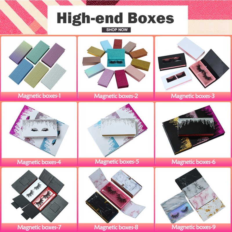 Eye Lash Box Glitter Packaging Box Custom LOGO Square Magnetic False Eyelash Lollipop Pink Cosmetic Wholesale Art Paper 1 Pairs