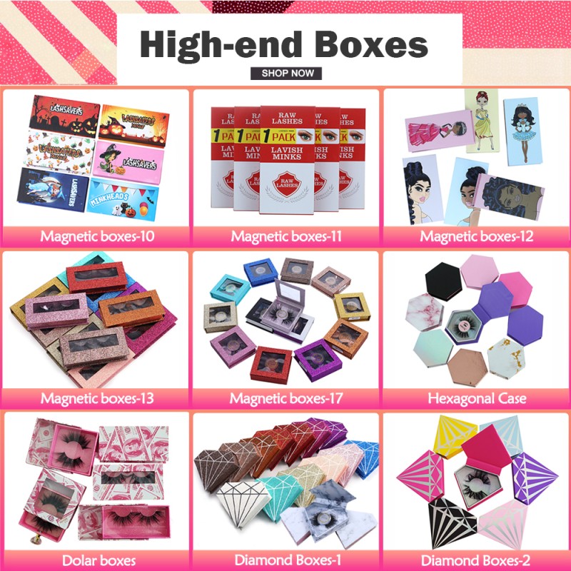 Eye Lash Box Glitter Packaging Box Custom LOGO Square Magnetic False Eyelash Lollipop Pink Cosmetic Wholesale Art Paper 1 Pairs