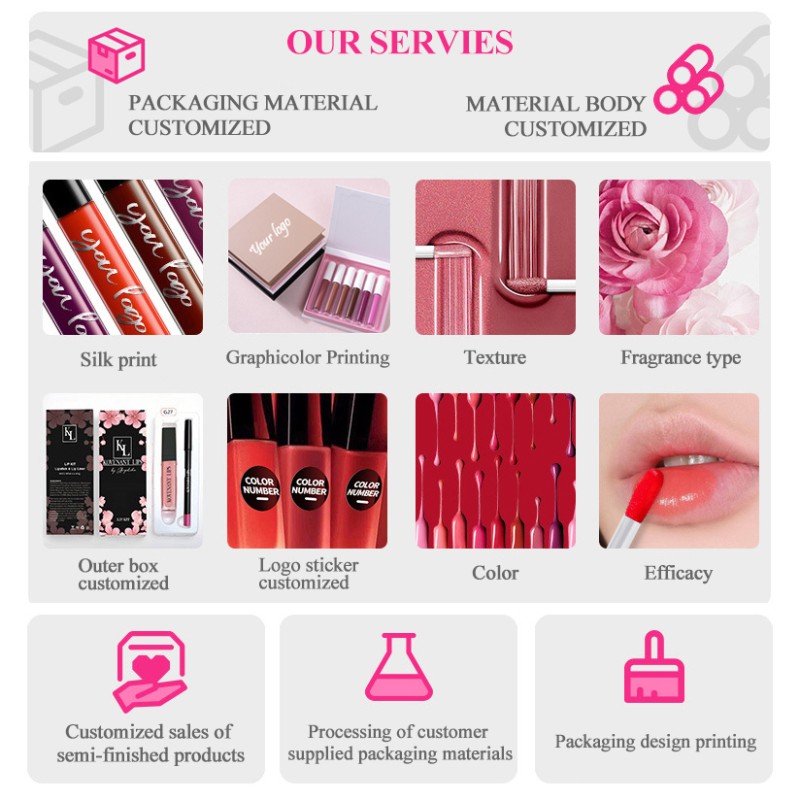 Customized Matte Liquid Lipstick Lipgloss Private Label Waterproof Vegan & Cruelty-Free Wholesale Lip Gloss Kit