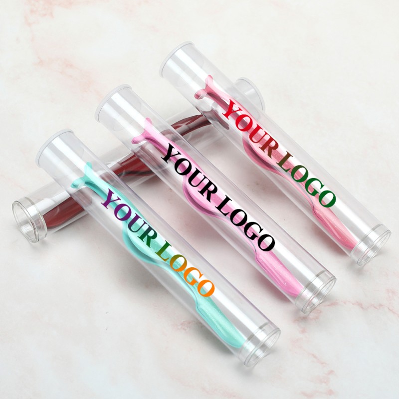 Custom logo Private Label Pink Plastic Lashes Applicator Tweezers Bulk Magnetic Lash Tweezers Packaging False Eyelash Tweezers