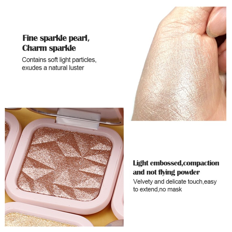 Highlighter Powder Palette Facial Highlighter Baked Waterproof Long Lasting Brilliant Lighten Skin Color