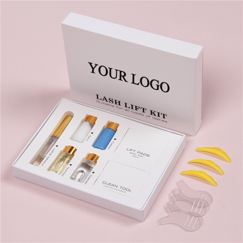 Lash Lift Kit, Professional Salon Semi-Permanent Curling Eyelash Perm Kit with Lash Fixation Eye Gel Pads and Brushes