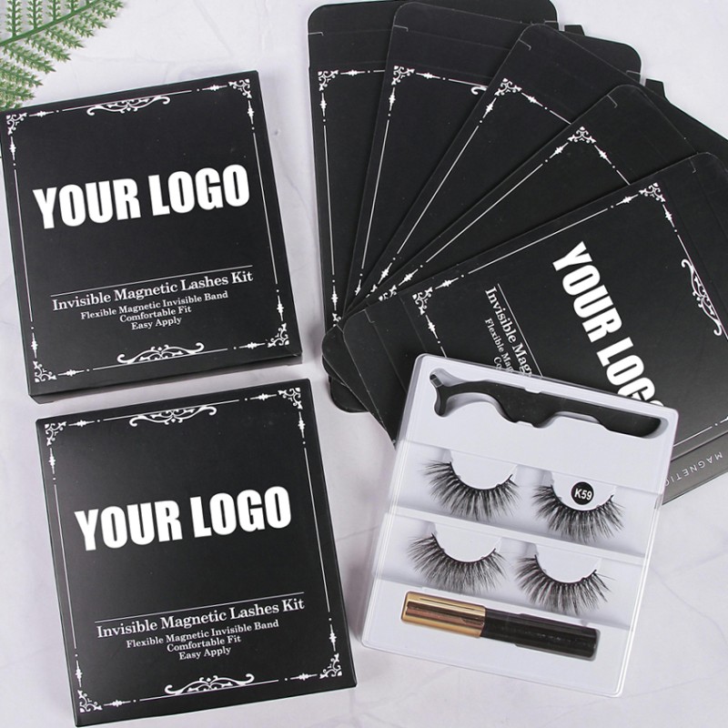 2024 Invisible Full Magnetic Eyelashes Kit Hand Made Eyelashes Magnetic Invisible Eyelash Box with Window Magnet