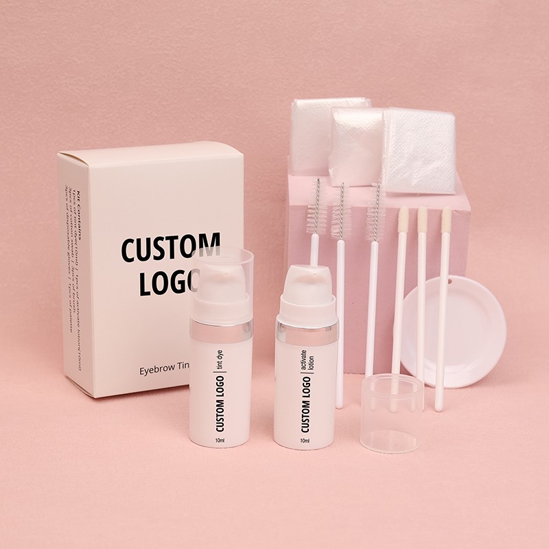 Light Brown Black Color Tint Semi Permanent Eyebrow Stain Hybrid Dye Kit With Custom Logo Package