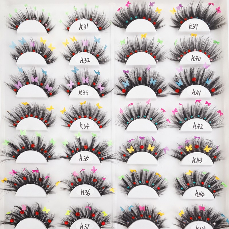 Customized Colorful Butterflies Mink Eyelashes with Diamond Dramatic Christmas Lashes