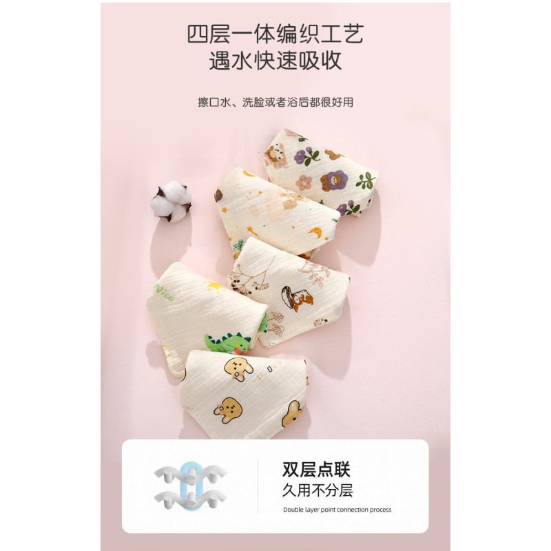 Baby Hand Towel Manufacturer - Base Print Pure Layers Absorbent Burping Mini Coral