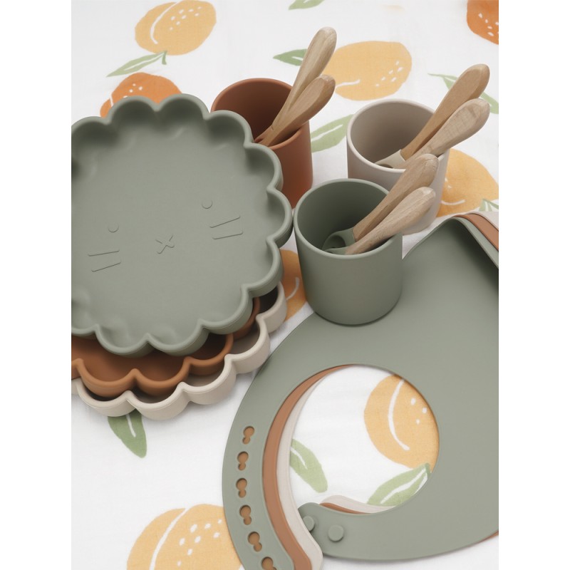 Baby Tableware Set Manufacturer - Set Plate Feeding Cartoon Food Bamboo Spoon Fiber Bowl