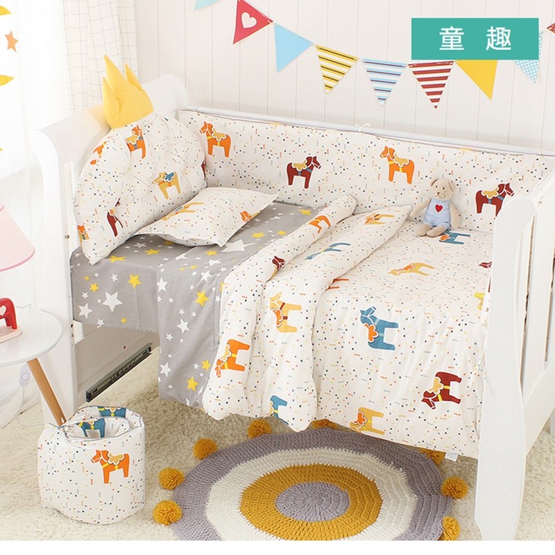 Crib Bedding Set Manufacturer - Cotton Cot Sets 100% Bed Latex Protector 4Pcs