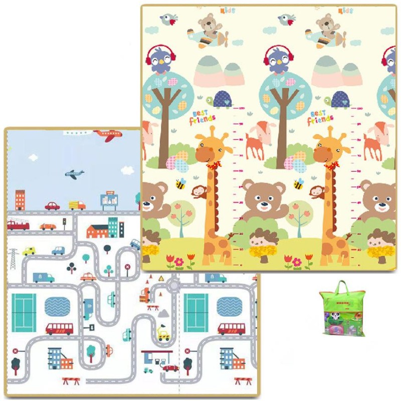 Baby Playmat Manufacturer - 200x180x1CM Double Sided Stylish Grawling Rug Foldable Foam