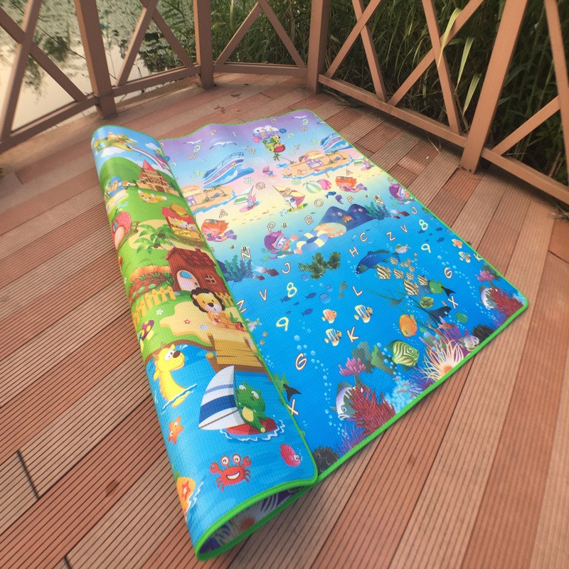 Baby Playmat Manufacturer - 200x180x1CM Double Sided Stylish Grawling Rug Foldable Foam