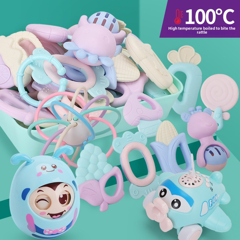 Baby Rattle Set Manufacturer - OEM Color Boilable Soft Plastic Musical Toy 0-3 Years