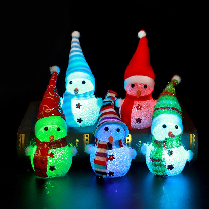 Luminous Snowman Supplier - Christmas Decoration Luminous Colorful Crystal Snowman