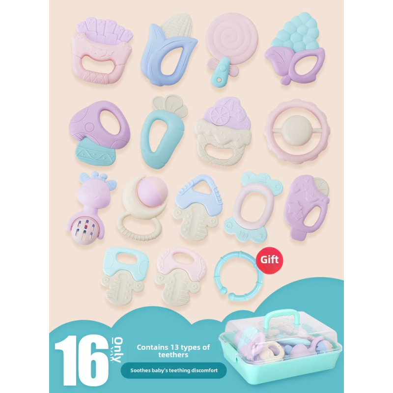 Baby Rattle Set Manufacturer - OEM Color Boilable Soft Plastic Musical Toy 0-3 Years