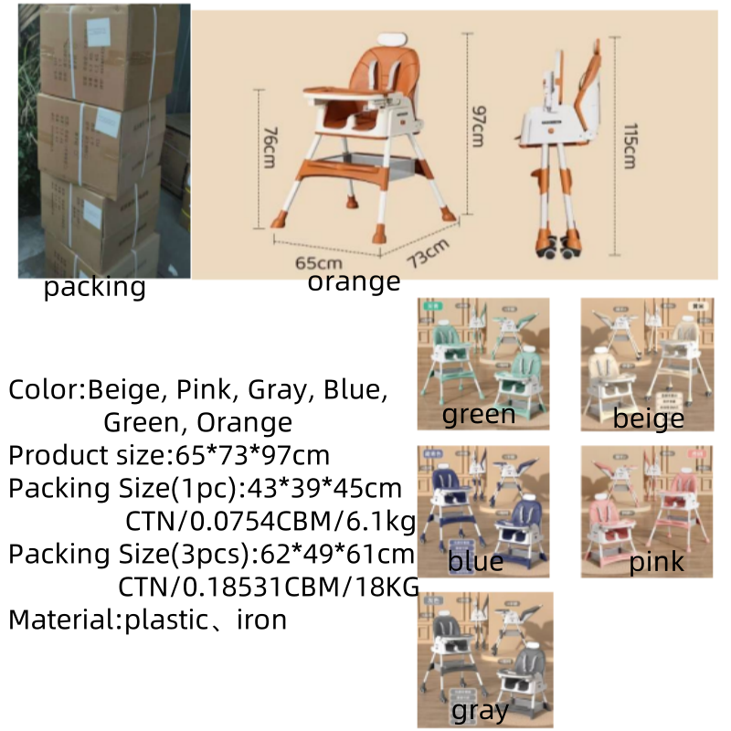 Baby High Chair Manufacturer - Multi function 3 in 1 Adjustable Booster Feeding Chair