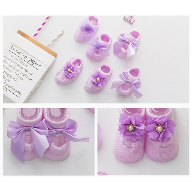 Baby Socks Manufacturer - Big Bow Student Princess Stockings Stretch Solid Color