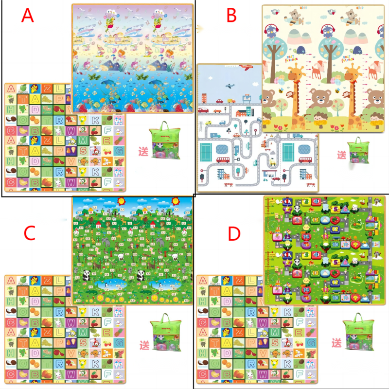 Baby Playmat Manufacturer - 200x180x1CM Double Sided Stylish Grawling Rug Foldable Foam