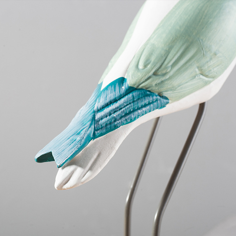 Seagull Statue - Wood Bird Decor 2pc