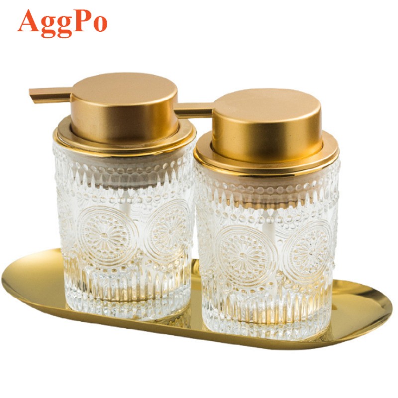 Soap Dispenser - Glass Bottle Gold Pump