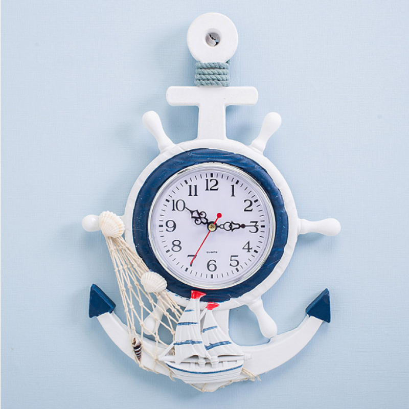 Anchor Clock - Ship Wheel Wall Decor