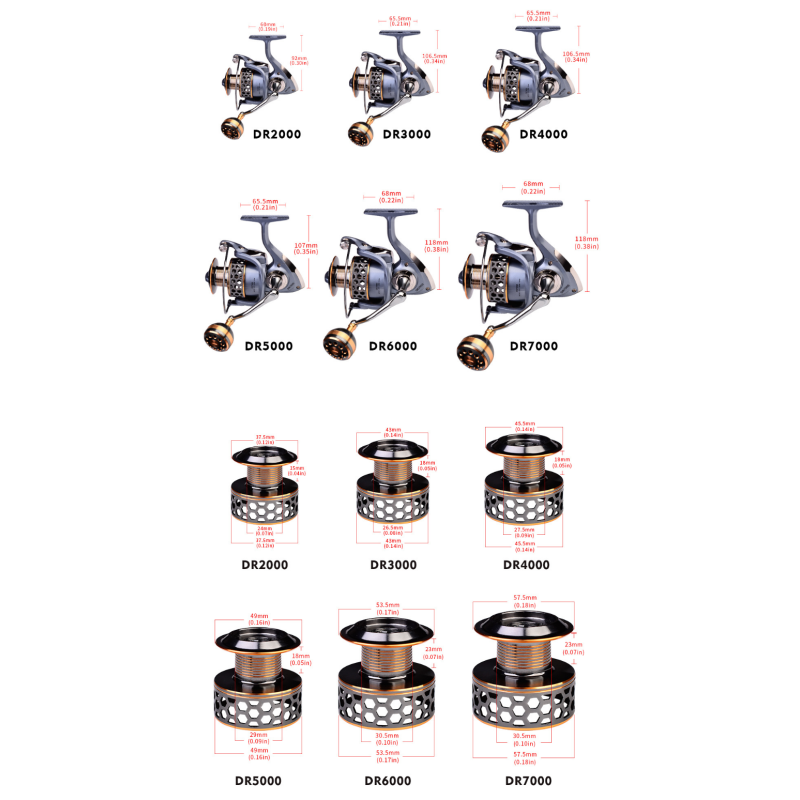 Fishing Reel - Spinning 2000-7000 Size