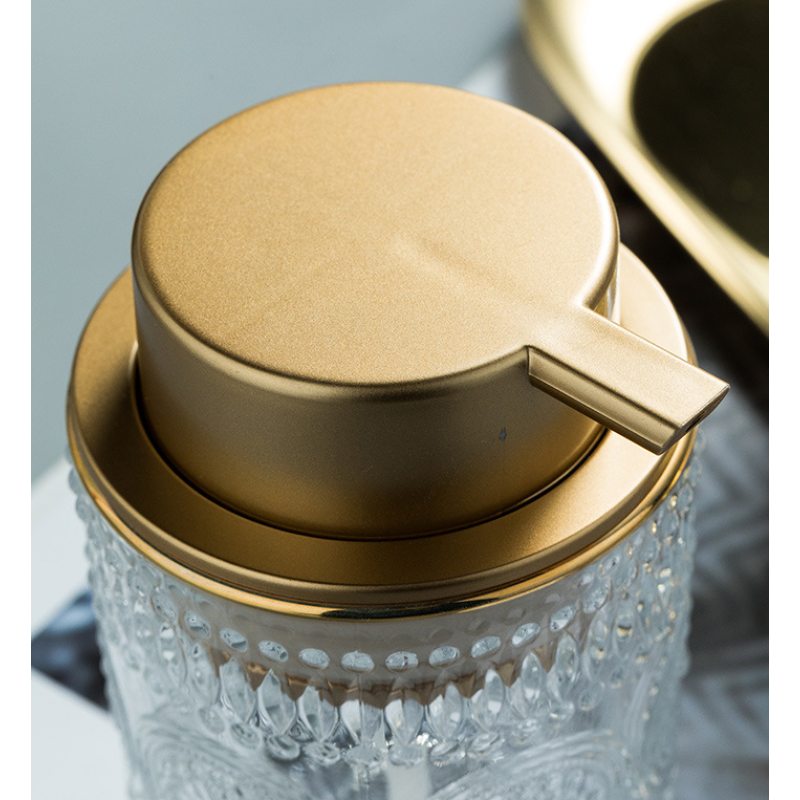 Soap Dispenser - Glass Bottle Gold Pump