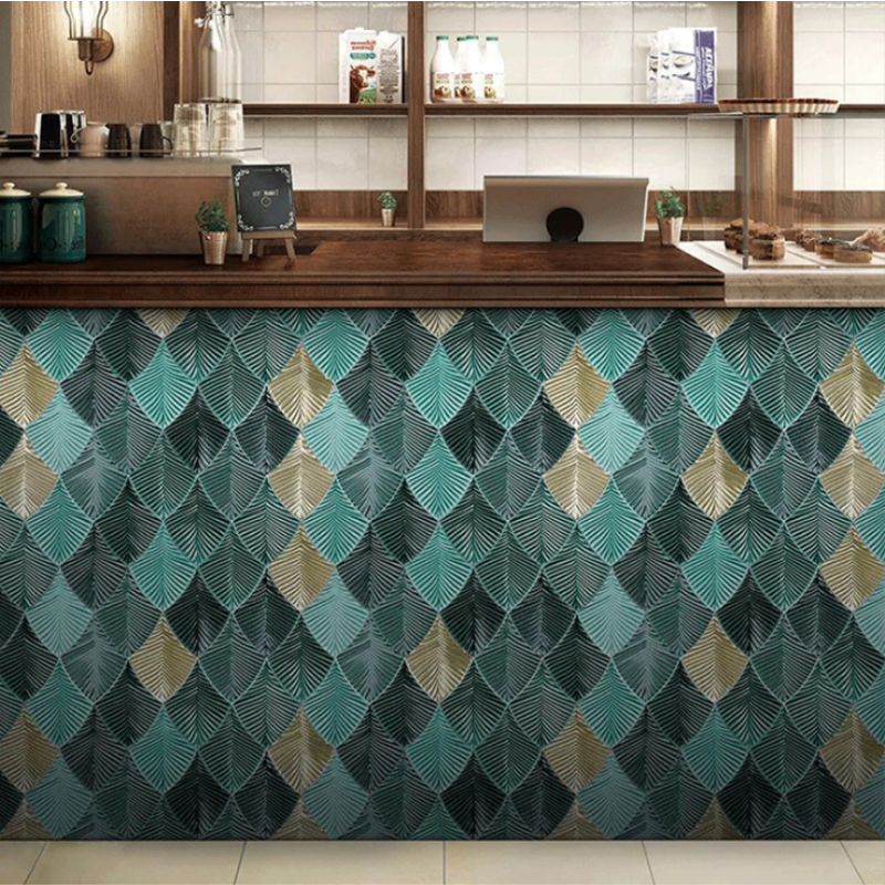 Ceramic Tiles - Leaf Shape Mosaic Backsplash