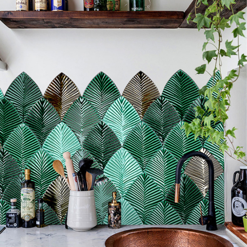 Ceramic Tiles - Leaf Shape Mosaic Backsplash