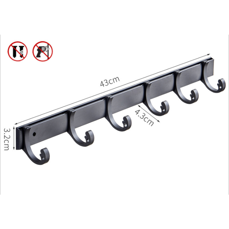 Coat Rack - 8 Hook Metal Wall Mount