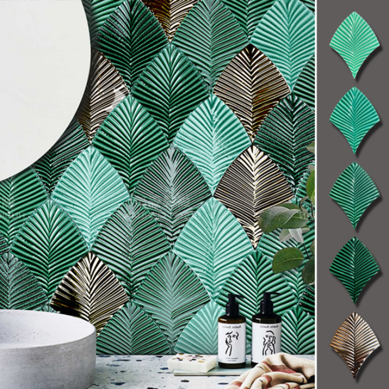 Ceramic Tiles - Leaf Shape Mosaic Backsplash