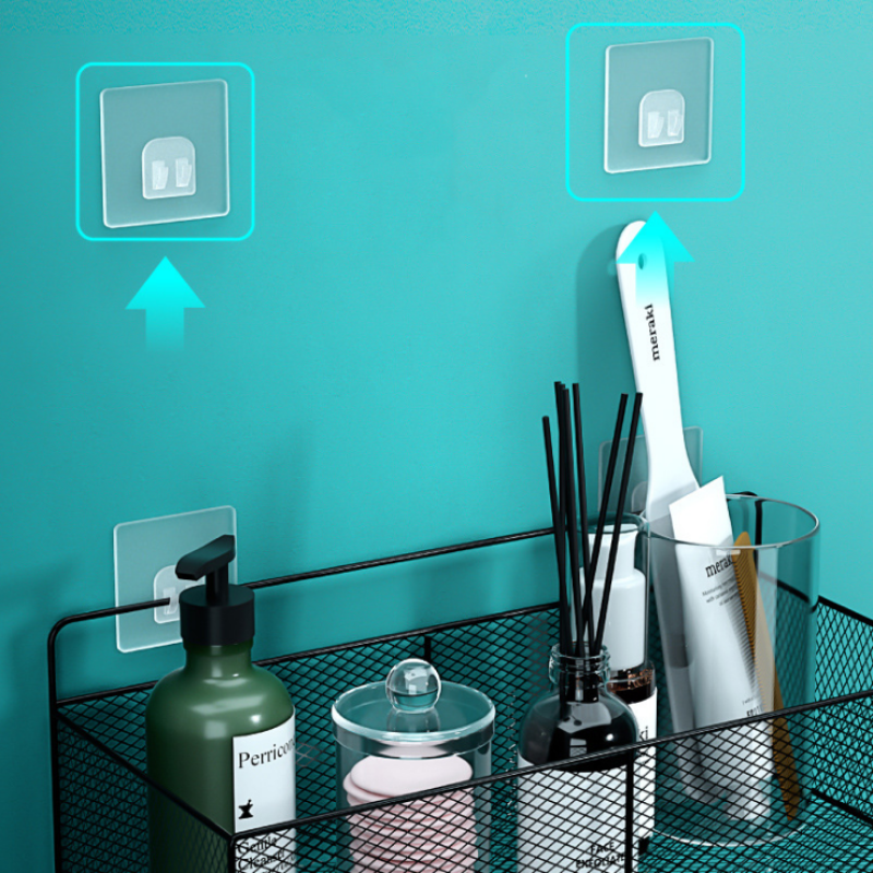 Shower Shelf - Black Metal Mesh Adhesive