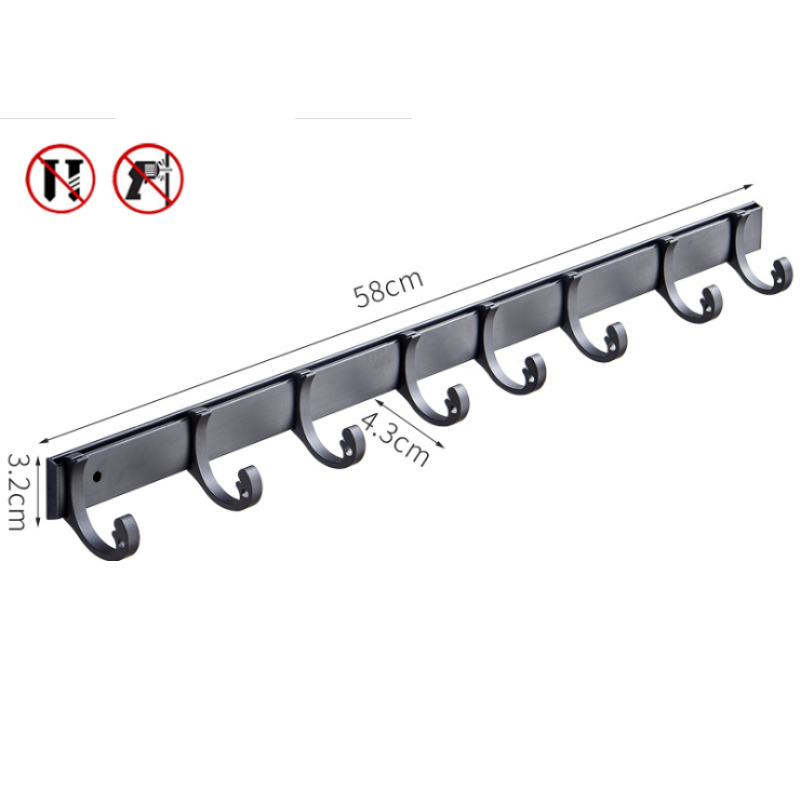 Coat Rack - 8 Hook Metal Wall Mount