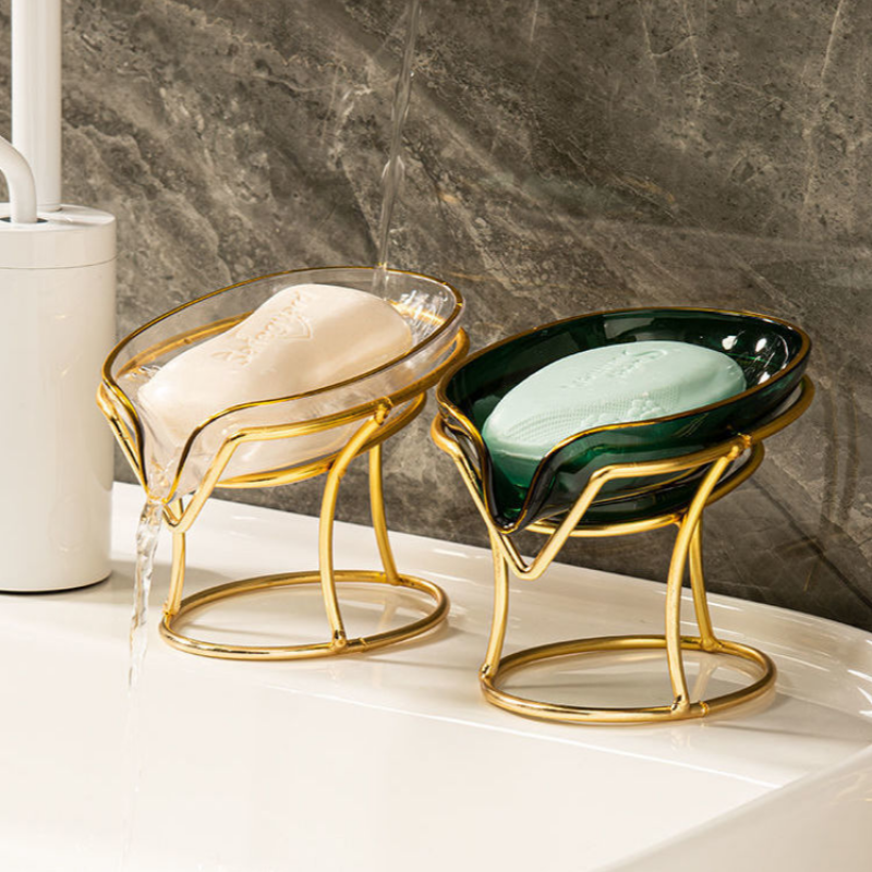 Soap Dish - Leaf Shape Golden Stand