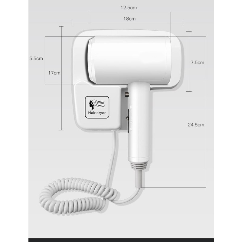 Hair Dryer - Wall Mounted Hotel Grade