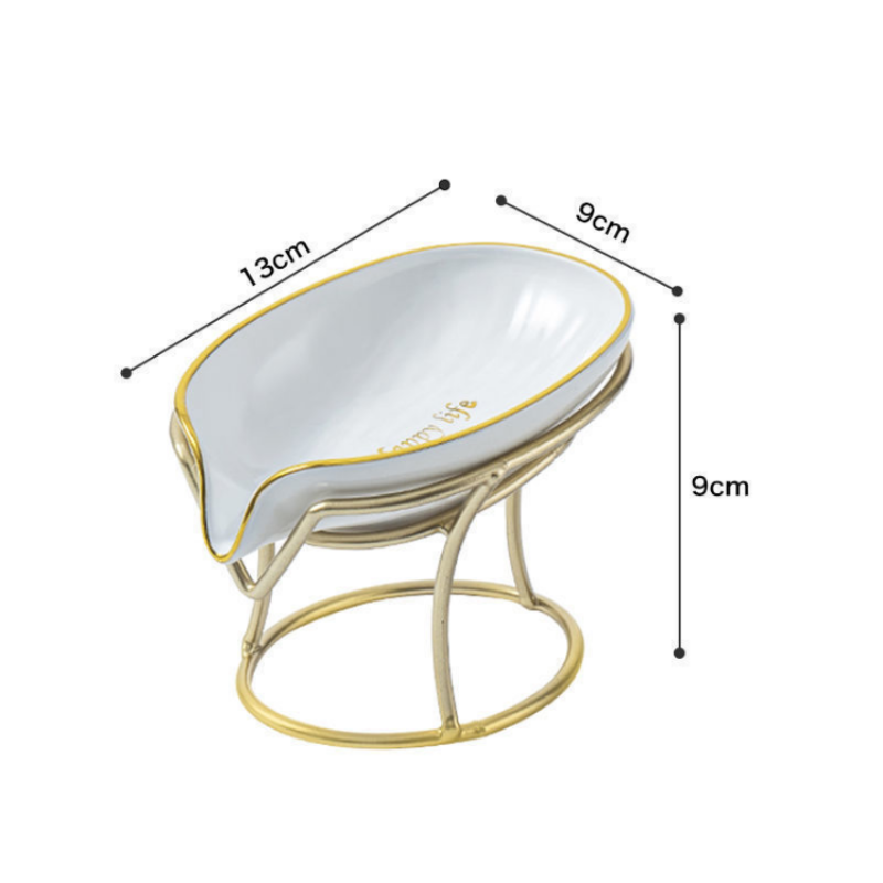 Soap Dish - Leaf Shape Golden Stand