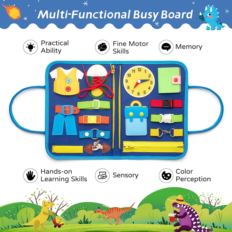 Felt Busy Board - Wooden Sensory Activity